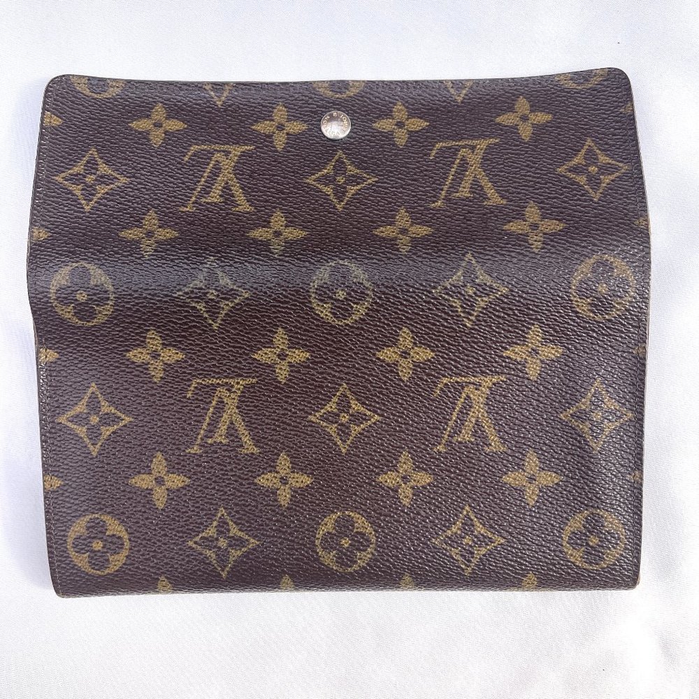 Auc Louis Vuitton Brown Mono Bi-Fold Long Wallet - Picture 12 of 15